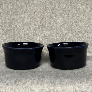 Fiesta Ramekin (2) Cobalt Blue 8oz Ceramic Bowls USA 4in Individual Cake Baker